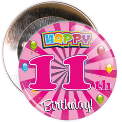 Pink 11th Birthday Badge