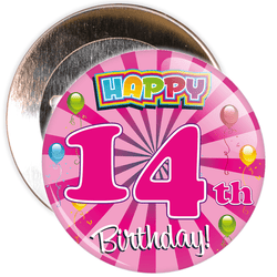 Pink 14th Birthday Badge