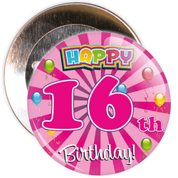 Pink 16th Birthday Badge