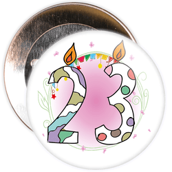 23rd Birthday Badge with Candles and Pink Background