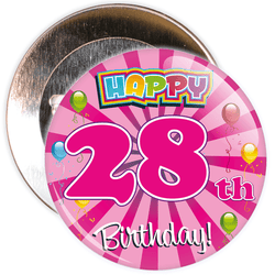 Pink 28th Birthday Badge