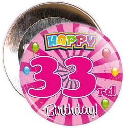 Pink 33rd Birthday Badge