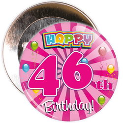 Pink 46th Birthday Badge