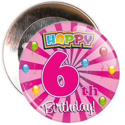 Pink 6th Birthday Badge