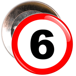 Speed Sign Themed 6th Birthday Badge