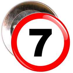 Speed Sign Themed 7th Birthday Badge