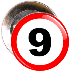 Speed Sign Themed 9th Birthday Badge