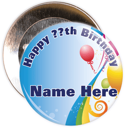 Blue Customisable Birthday Badge