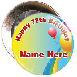 Yellow and Blue Customisable Birthday Badge
