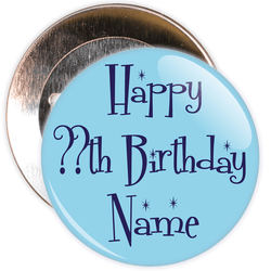 Blue Customisable Birthday Badge