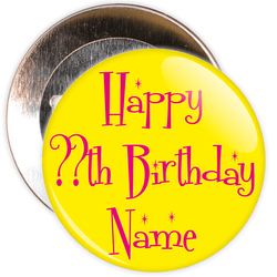 Yellow Customisable Birthday Badge