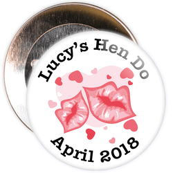 Customisable White Hen Party Lips Badge