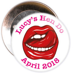 Customisable White Hen Party Lips Badge