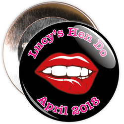 Customisable Black Hen Party Lips Badge