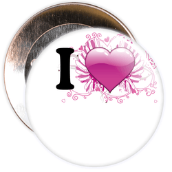White Custom I Love Badge