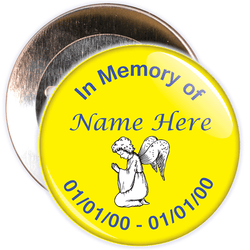 Yellow In Memory Badge with Custom Name & Dates