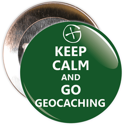 Green Keep Calm and Geocache On Badge