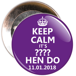 Customisable Purple Keep Calm Hen Party Badge