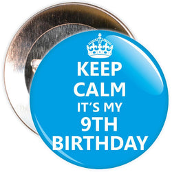 Keep Calm It's My 9th Birthday Badge (Blue)