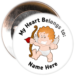 Customisable My Heart Belongs to: Cupid Valentine's Day Badge