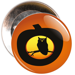 Owl in Pumpkin Halloween Badge
