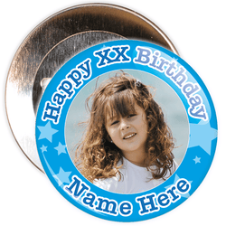 Blue Stars Customisable Birthday Photo Badge