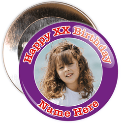 Purple Customisable Birthday Photo Badge