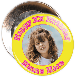 Yellow Customisable Birthday Photo Badge