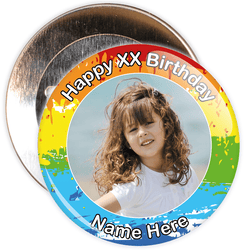 Colourful Customisable Birthday Photo Badge