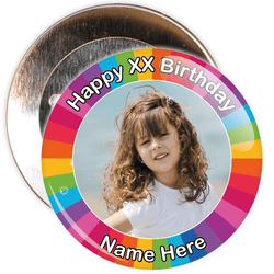 Colourful Customisable Birthday Photo Badge