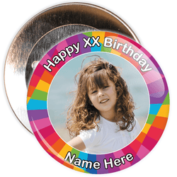 Colourful Customisable Birthday Photo Badge