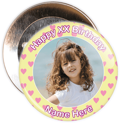 Heart Styled Customisable Birthday Photo Badge