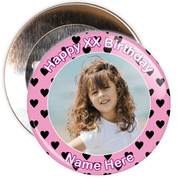 Heart Styled Customisable Birthday Photo Badge