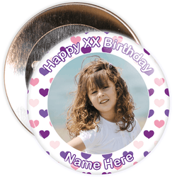 Heart Styled Customisable Birthday Photo Badge