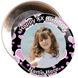 Heart Styled Customisable Birthday Photo Badge