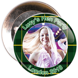 Scottish Style Tartan Hen Party Badge with Photo
