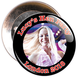 Customisable Black Hen Party Photo Badge