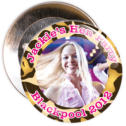 Customisable Leopard Print Hen Party Photo Badge