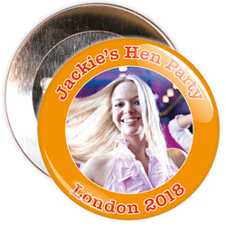 Customisable Orange Hen Party Photo Badge