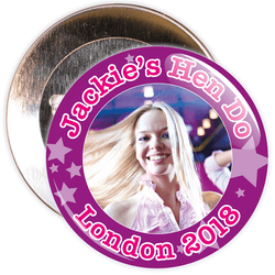 Customisable Purple Stars Hen Party Photo Badge