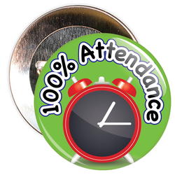 100% Attendance Badge with Green Background