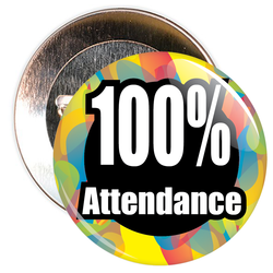 100% Attendance Badge with Colourful Background