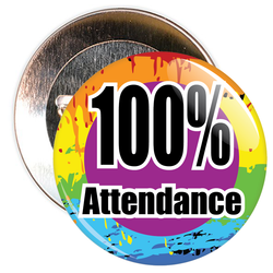 100% Attendance Badge with Colourful Background