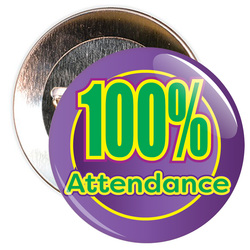 100% Attendance Badge with Purple Background