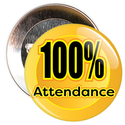 100% Attendance Badge with Orange Background
