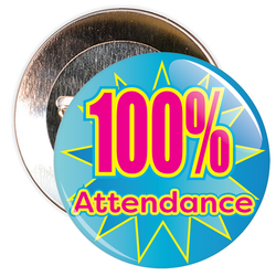 100% Attendance Badge with Blue Star Background