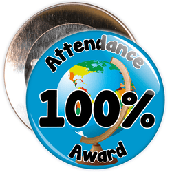 Attendance 100% Award Badge (blue)