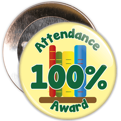 Attendance 100% Award Badge (yellow/green)