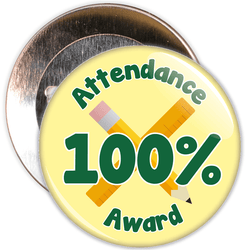 Attendance 100% Award Badge (yellow/green)