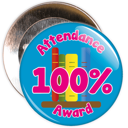 Attendance 100% Award Badge (blue/pink)